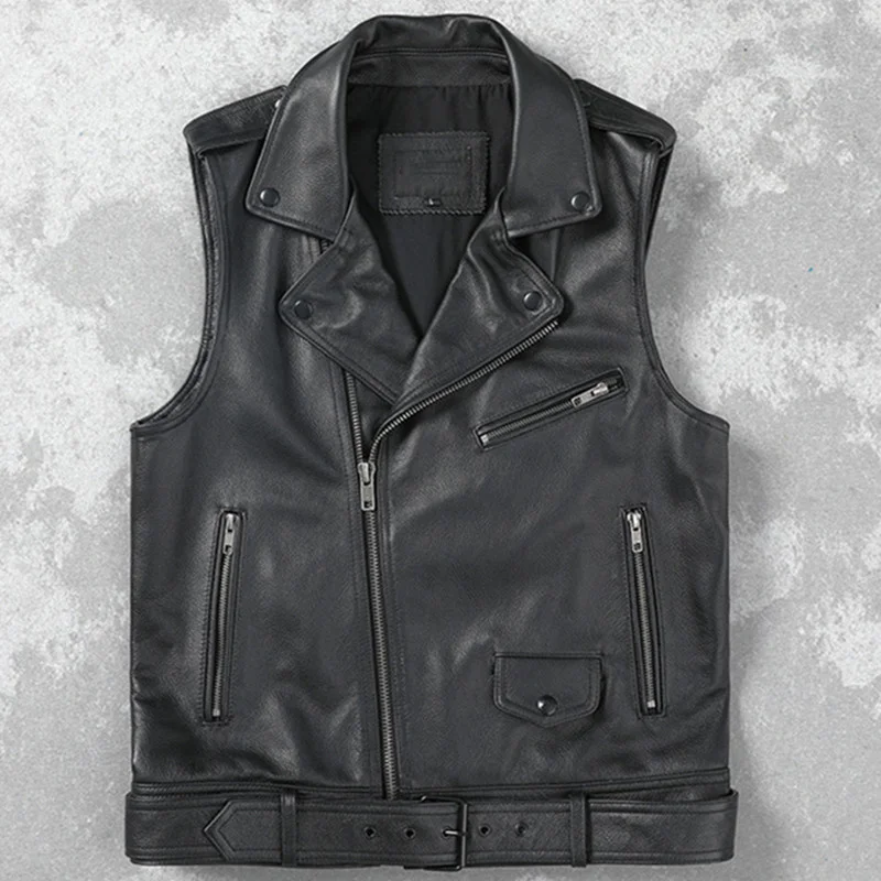 

Мужской жилет из натуральной кожи GU.SEEMIO, мотоциклетная куртка, пальто без рукавов из воловьей кожи хорошего качества