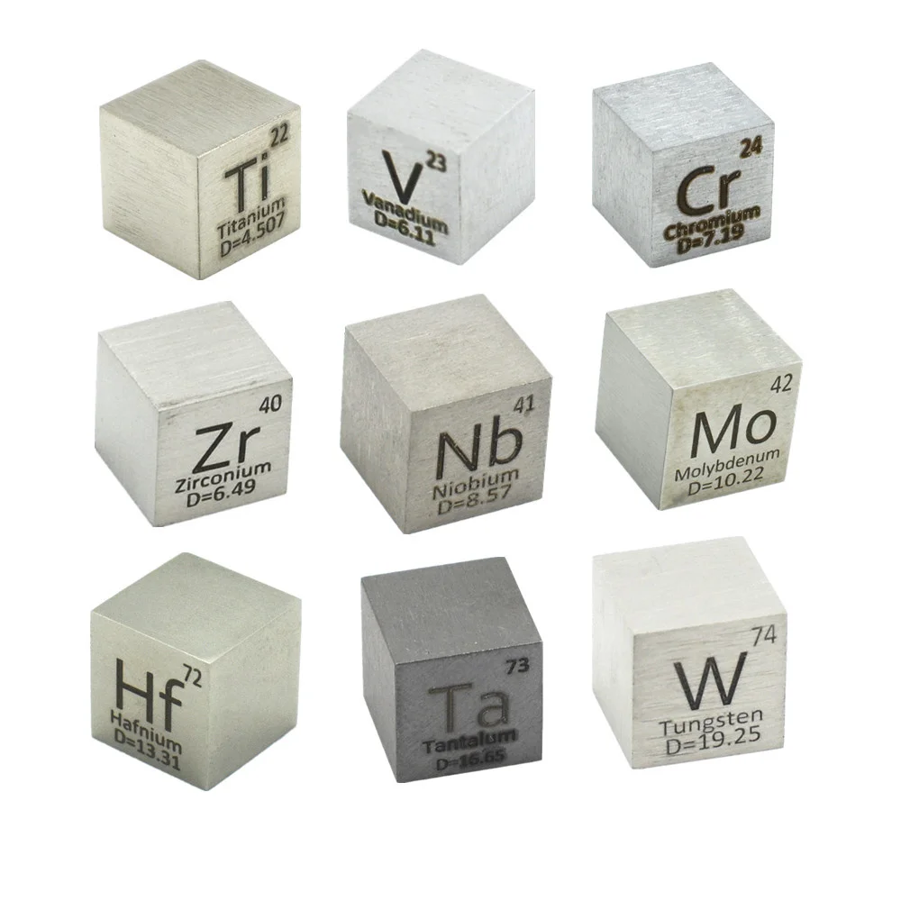

0.39" Element Cube Density Weight for Collections Educations DIYs 99.95% Pure Vanadium Niobium Tantalum Hafnium Cubes