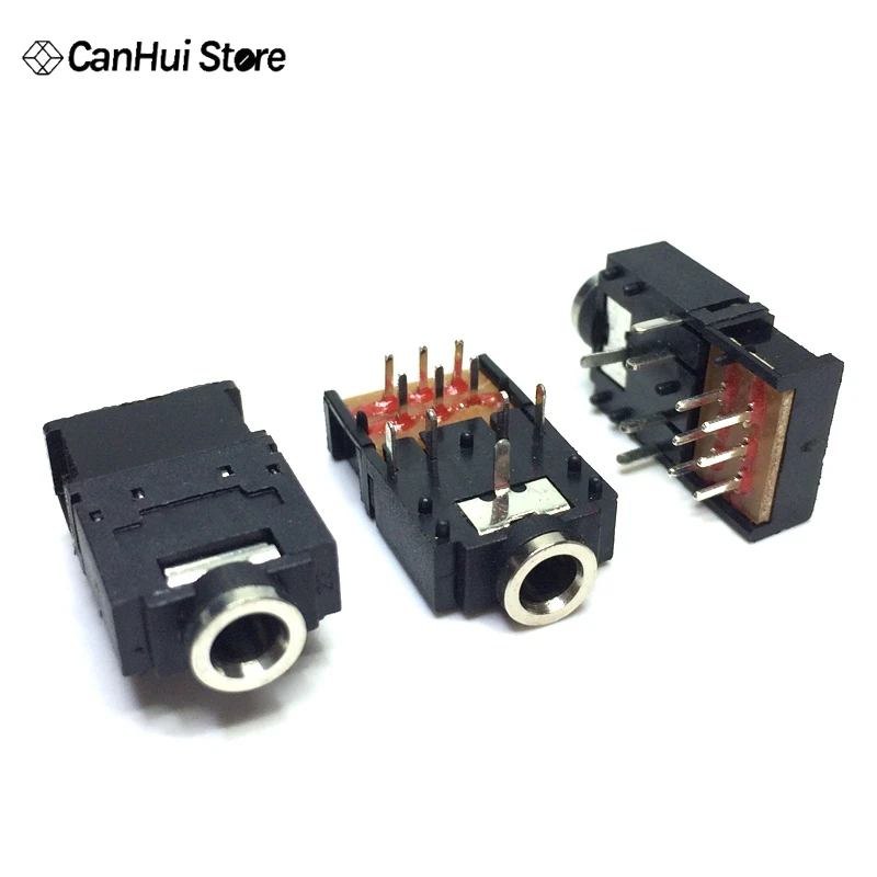 

10 шт., аудиоразъем Vrouwelijke, 3,5 мм, 11-контактный разъем DIP Hoofdtelefoonaansluiting PJ-307B