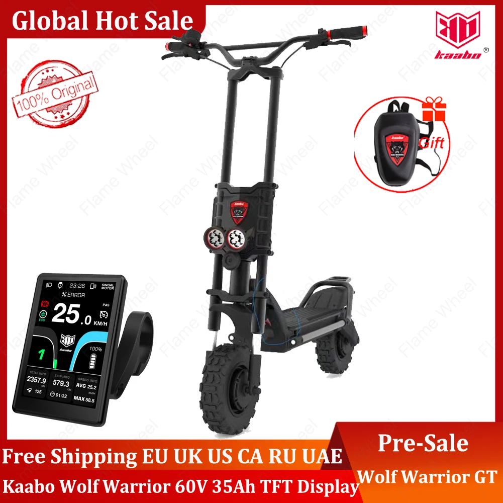 Verkaufen Pre Verkauf Kaabo Wolf Krieger GT PRO + 11inch 60V 35AH 21700 Batterie Top Geschwindigkeit 80 Km/h Elektrische Roller