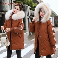 fashion 2019 winter multi block patchwork anorak jacket women cotton padded warm coat lace up sleeve stand casual outerwear