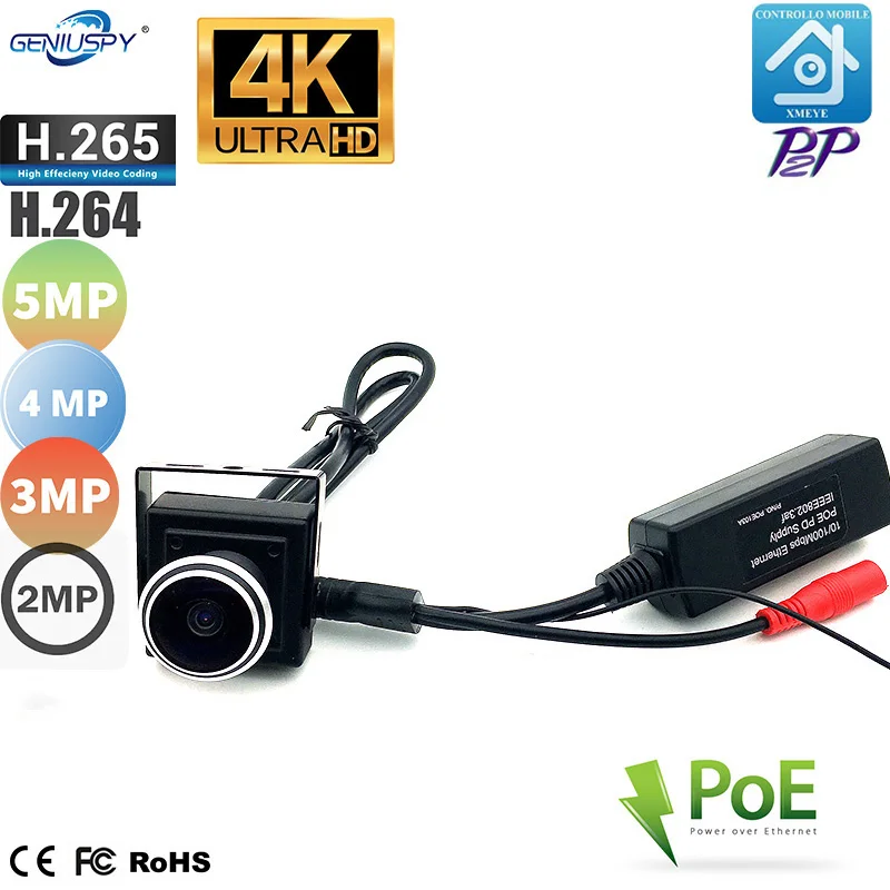 

40x40MM Mini Size 1.78mm Lens HD 8M 5MP 4MP 3MP 2MP IP Camera POE Fisheye HD Security CCTV Camera Wide Angle View P2P XMeye