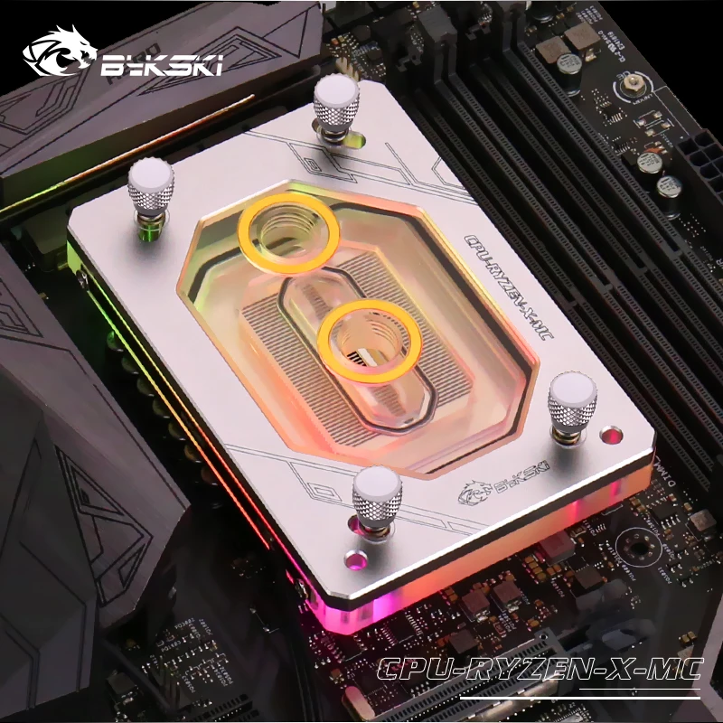 AMD MC Silver Bykski водяного охлаждения радиатора процессор блок использовать для AMD Ryzen ThreadRipper AM2/AM3/AM4/TR4/1950X RGB светильник аура светильник радиаторный блок - Цвет лезвия: AMD MC Silver