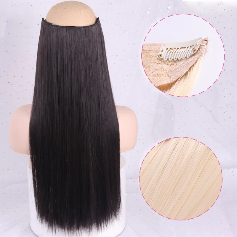 Длинные прямые женские волосы для наращивания на заколках черные коричневые