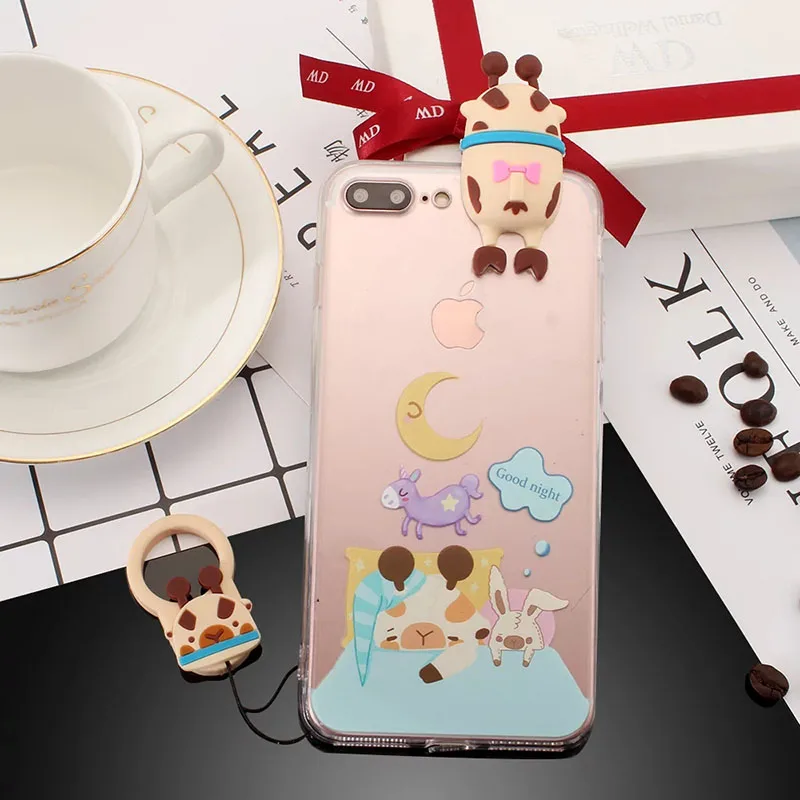 3D милая верёвочка для кролика чехол iPhone 6 6s 7 7plus 6plus защитная оболочка TPU PC