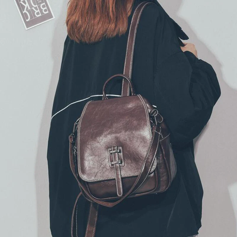 Винтажный женский рюкзак из искусственной кожи модный школьный ранец для