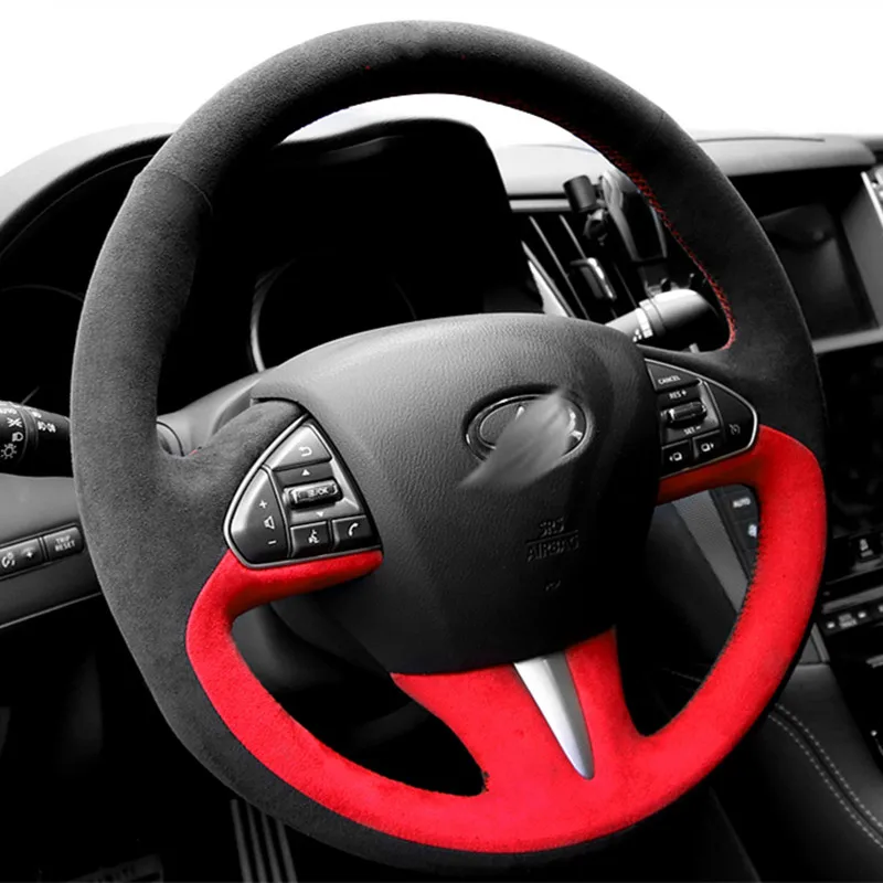 

DIY Hand-Stitched Suede Leather Car Steering Wheel Cover for Infiniti Q50L QX50 FX35 Q70L QX60 G25 Interior Auto Accessories