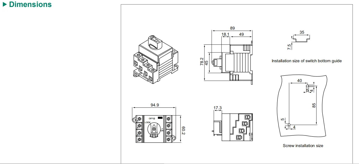 FDIS 4P 32A 1000V солнечный DC lsolator переключатель