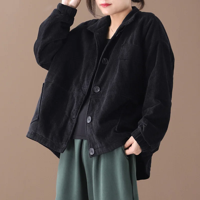 Вельветовое пальто осень-зима 2019 Новое свободное толстое стеганое хлопковое