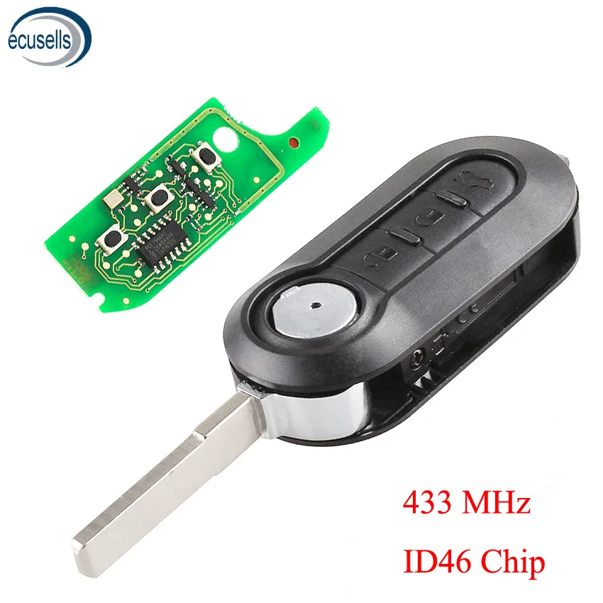 Умный пульт дистанционного управления с 3 кнопками чип ID46 433 МГц для Fiat 500 Doblo Florino