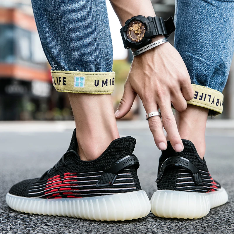 

Summer Men's Running Shoes Cool Running Coconut Breathable Casual Sneakers Flying Woven Breathable Comfortable Men's Sneakers