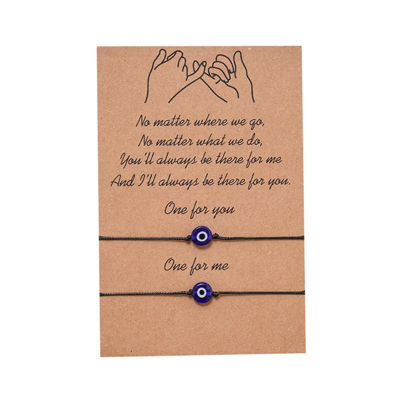 Обещание на мизинцах голубой сглаза тканый бумажный браслет карта для женщин