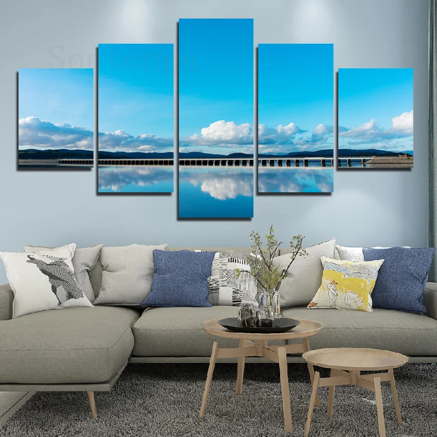 

Landscape Blue Sky and White Clouds High Luxury Canvas Painting Nordic Style Poster Home Decoration Decorative Painting