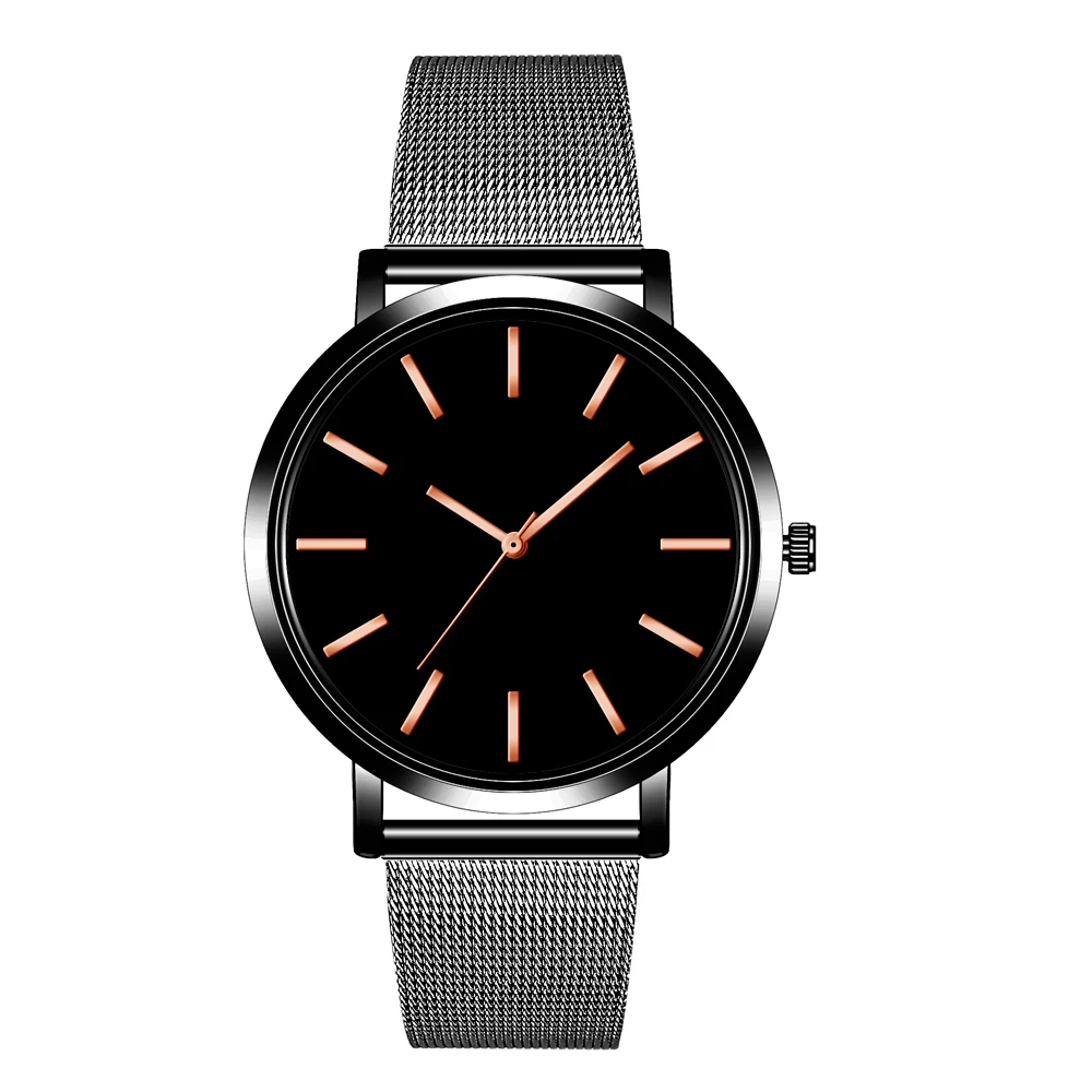 B Black 3 Женские черные часы модные reloj mujer с сетчатым ремешком кварцевые часы из нержавеющей стали relogio feminino повседневные часы под платье - Цвет: B Black 3