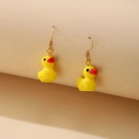 cute little yellow duck flower bear earrings long for women exaggerated girls dinosaur drop earrings fashion jewelry gift party