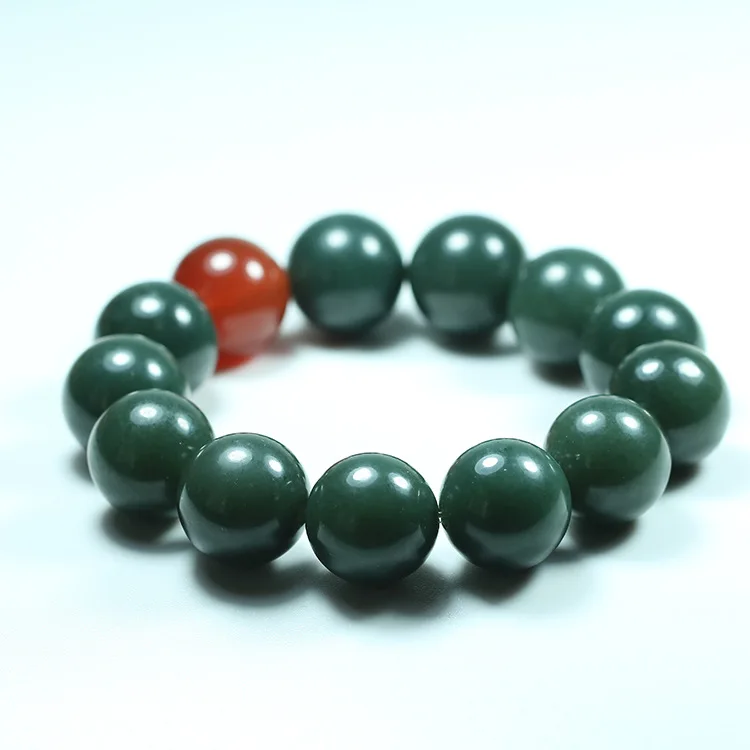 Natural Hetian Jade Beads Elastic Bangle Bracelet Charm Jewellery Fashion Accessories Hand-Carved Amulet Gifts for Woman Men | Украшения и