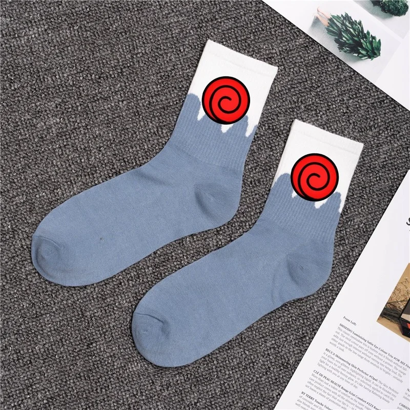 Calcetines de tubo con dibujos de Naruto para ni&ntilde;os y ni&ntilde;as, calcet&iacute;n informal de anime, Sasuke Sakura, cosplay, 1 par-4