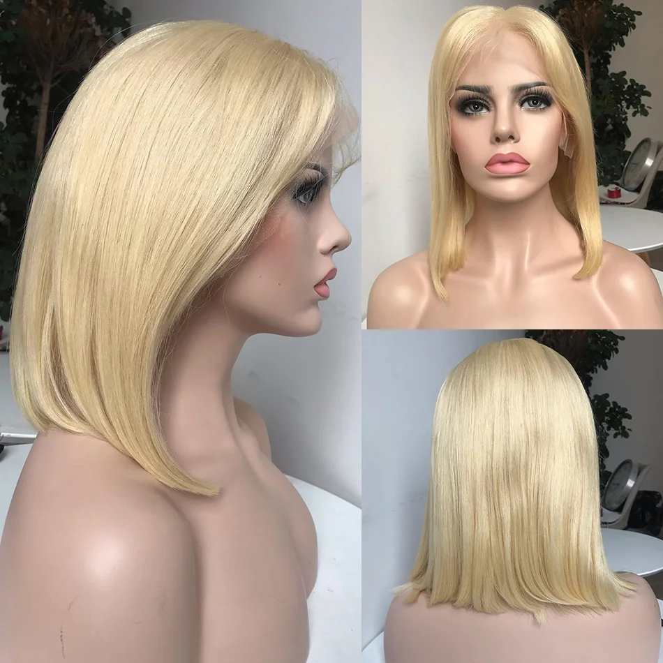 Rosabeauty 613 эффектом деграде(переход от темного к блондинка 13x6 Синтетические волосы на кружеве парики из натуральных волос бразильский короткий Боб прямые волосы передние парики для волос Волосы remy, на возраст
