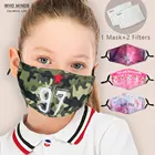Многоразовая моющаяся детская маска для лица, стильная маска для рта с фильтром PM2.5, регулируемые ремешки, хлопковые противопылевые маски от гриппа