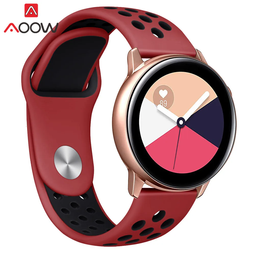 20 мм силиконовый спортивный ремешок для samsung Galaxy Watch Active 42 мм gear S2 Amazfit bip Мягкий ТПУ дышащий браслет ремешок