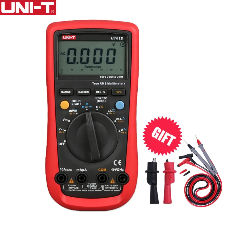 UT61D UNI-T UT61E Цифровой мультиметр True RMS Автоматический диапазон 22000 отсчетов ПК Подключение AC DC Напряжение измеритель тока частота Электрический тестер - Цвет: UT61D