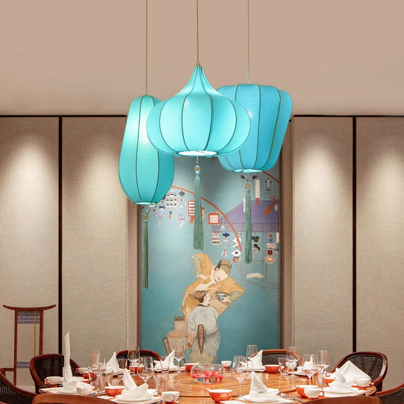 구매 레트로 샹들리에 중국 자루, 크리에이티브 블루, 식당용 펜던트 조명, 레스토랑, 바, 커피 랜턴, 데코 펜던트 램프