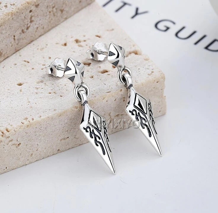 

YIXIYOYI 925 Sterling Silver Irregular Dangle Punk Stud Earring Retro Vintage Thai Silver Earrings for Woman Charm Gift Jewelry