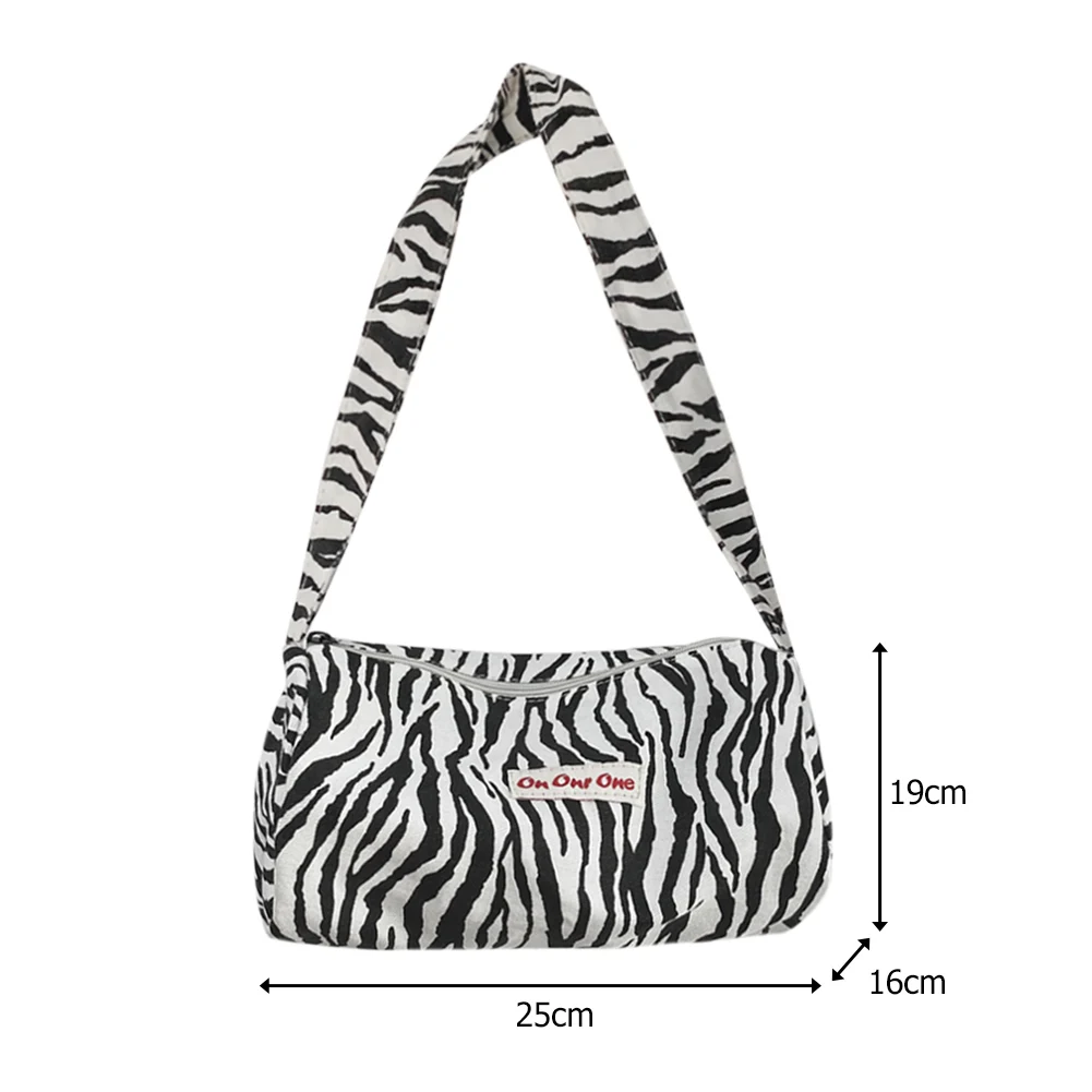 

Casual Canvas Women Handbag Totes Fashion Animal Zebra Printed Clutches Purse Travel Street Underarm Shoulder Bags for Lady Girl