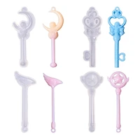 fairy stick pendant key chain making mould uv resin decorative crafts transparent silicone mold crystal epoxy molds with hole