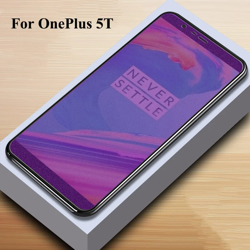 OnePlus5T Blue Matte UVR полное покрытие матовое стекло для Oneplus 7 5T 6 6T закаленное стекло без отпечатков пальцев Защита экрана One Plus 7 5 6T матовая пленка - Цвет: OnePlus5T Blue Matte