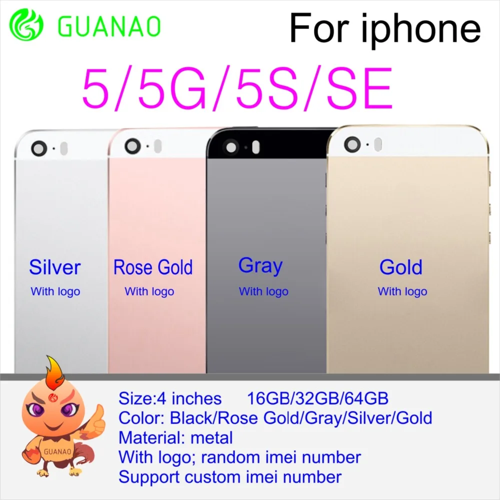 Для iPhone 4 4G 4S 5 5G 5S SE задняя крышка для мобильного телефона Корпус батареи металлический чехол 4 5 S G задний Чехол IP4 Белый Черный Замена