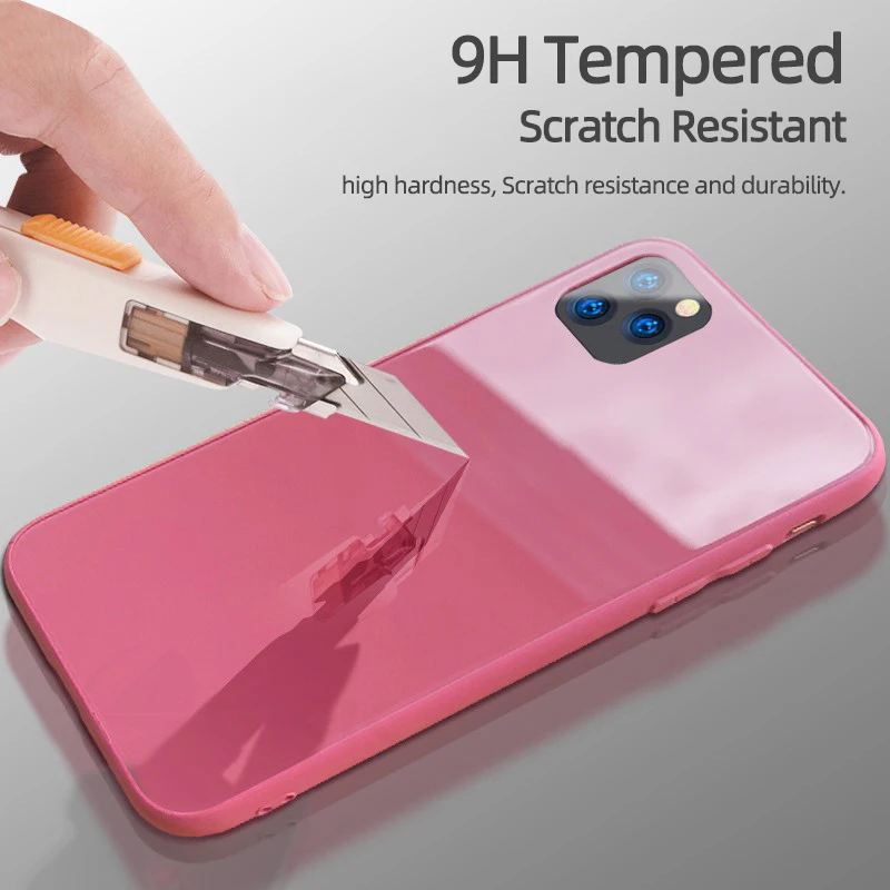 GKK Liquid Silicone Tempered Glass Case For iPhone 11 Pro Max Anti-knock Baby Skin Soft Frame Cover IPhone X XS MAX XR |