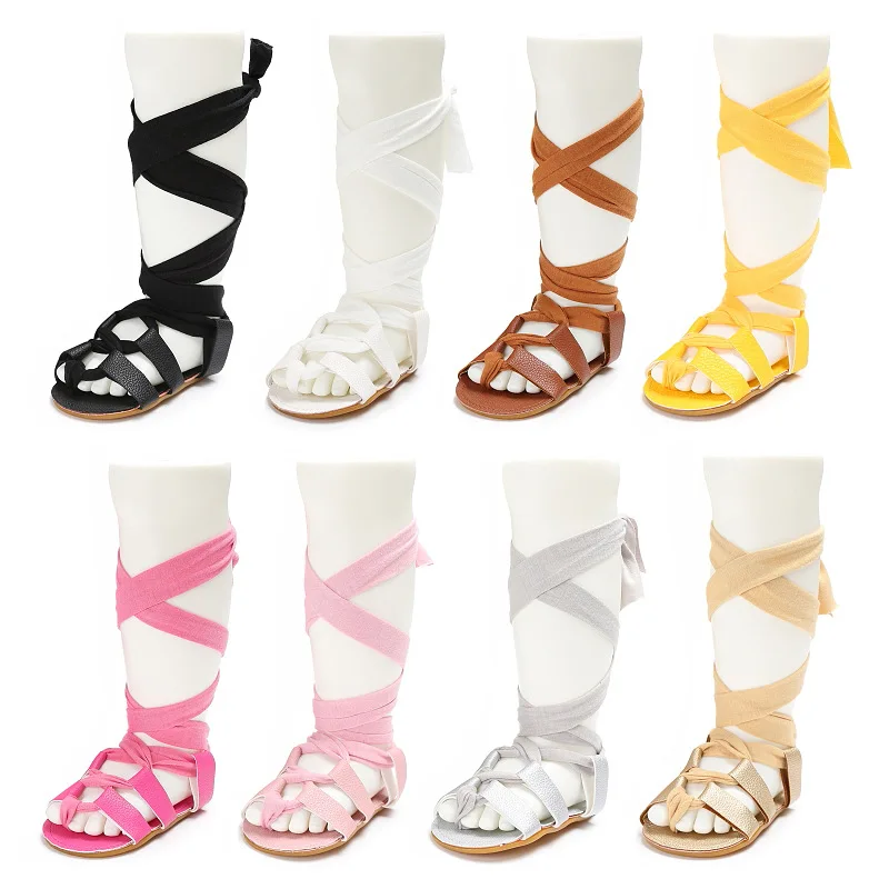 

Summer fashion, newborn infant, toddler girl, gladiator bandage, Roman rubber soles