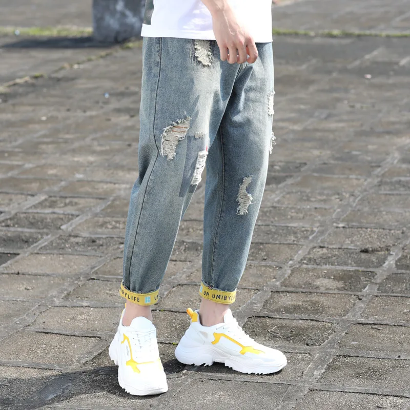 Мужские джинсы с дырками Zogaa свободные брюки в японском стиле ретро осенние до