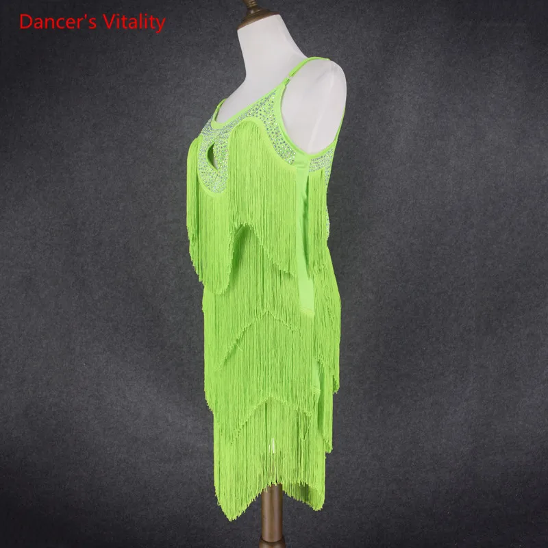 Sexy tassel dress latin dance clothes for women latin dance tassel sleeveless dress girls latin dance dress Cha-cha dance dress