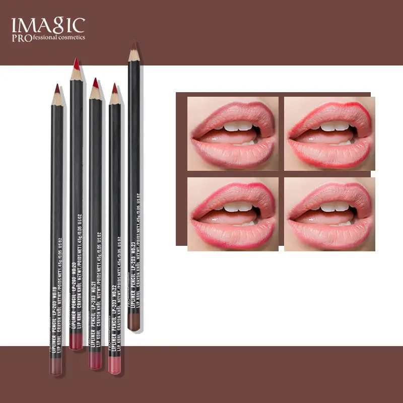 Imagic lipliner ручка мода прочного влаги lipliner Waterproof Lip Liner stick водонепроницаемый карандаш 12 цветов с 1 шт. точилка