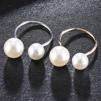fashion womens size pearl open ring temperament wild fashion ring joint double pearl ring jewelry lover gift