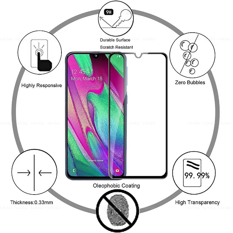 Для samsung A50 стекло полное покрытие закаленное для Galaxy A40 A90 A30 M30 M20 M10 защита экрана |