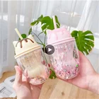 250 мл чашка для воды из соломинки вишни Цветущая мультяшная кошачья лапа двухслойная пластиковая чашка милый Ins Блестящий креативный подарок для студентов большая чашка