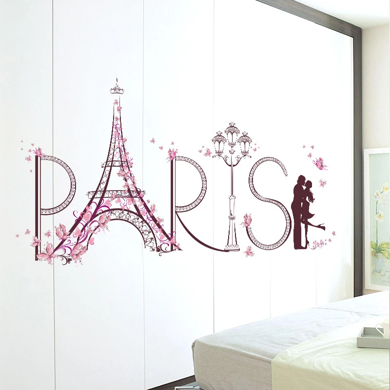 

76*140CM Sweet Paris Wall Stickers Home Decoration Romance Room Decor Wallpaper Decal Removable Sticker