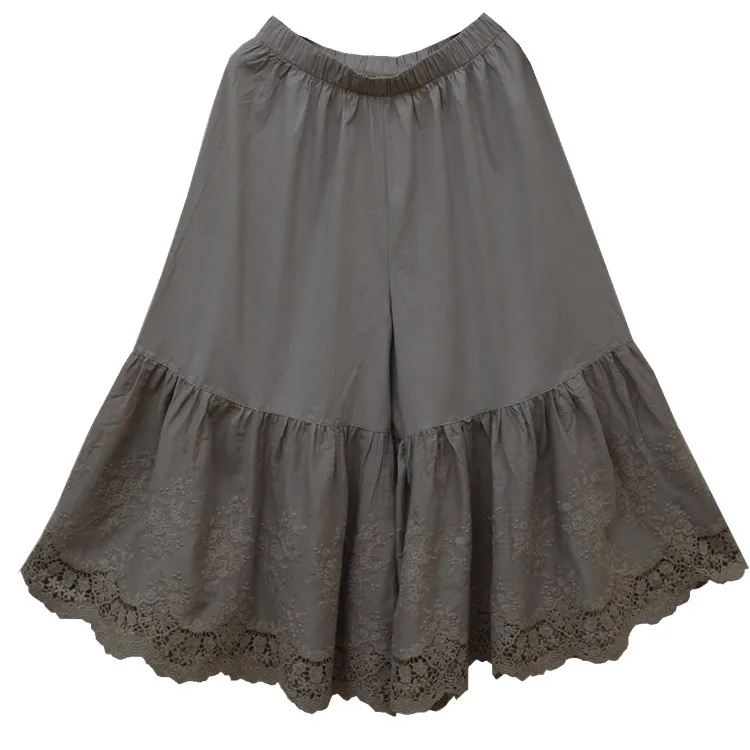 Женские кружевные хлопковые леггинсы в стиле ретро с вышивкой и эластичной