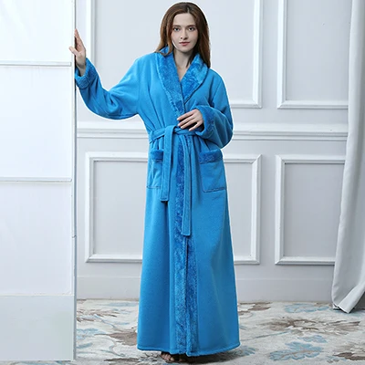 Women Fur Light Blue Распродажа, мужской удлиненный мягкий как шелк фланелевый Халат, мужской зимний теплый банный халат, мужской халат, халаты, мужские кимоно халаты - Цвет: Women Fur Light Blue