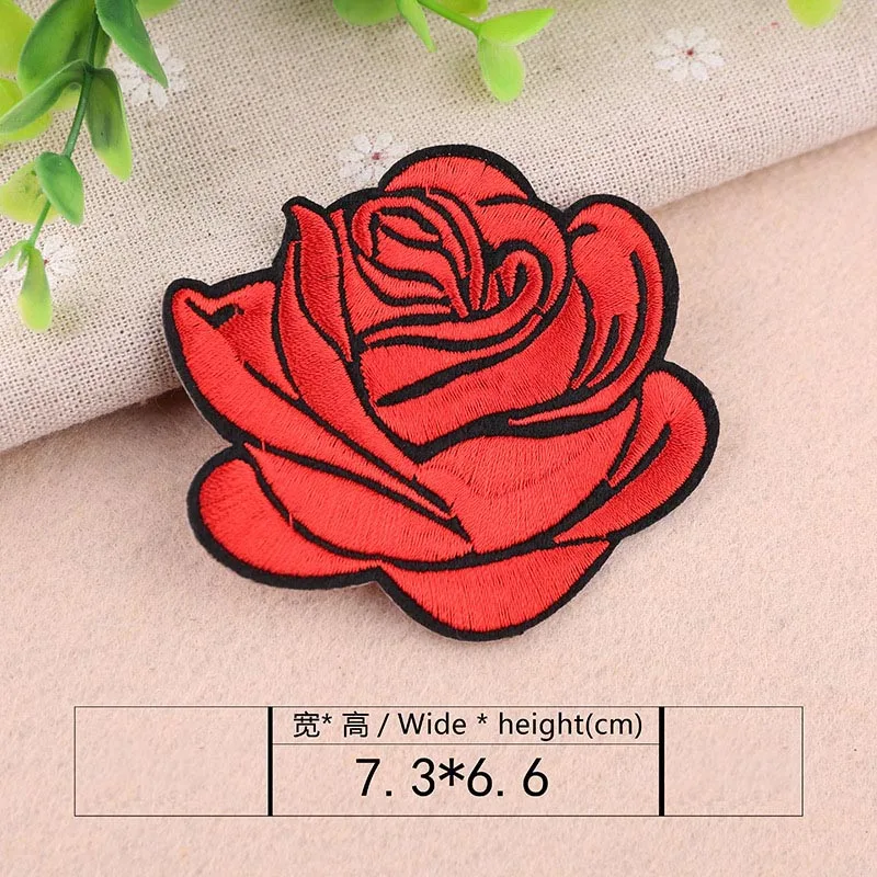 Нашивка с цветочной вышивкой в виде Розы термотрансферные нашивки для