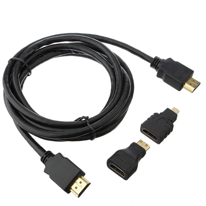 Высокоскоростной 3 в 1 HD HDMI к Мини адаптер Micro кабели кабель с 2 позолоченными