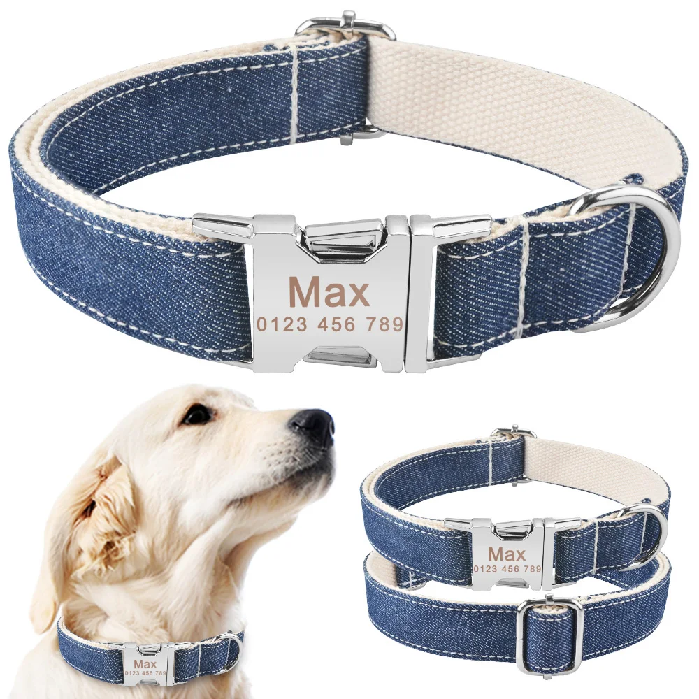 

Personalized Dog Collar Floral Custom Engraved Name Metal Buckle Pet Puppy Tag