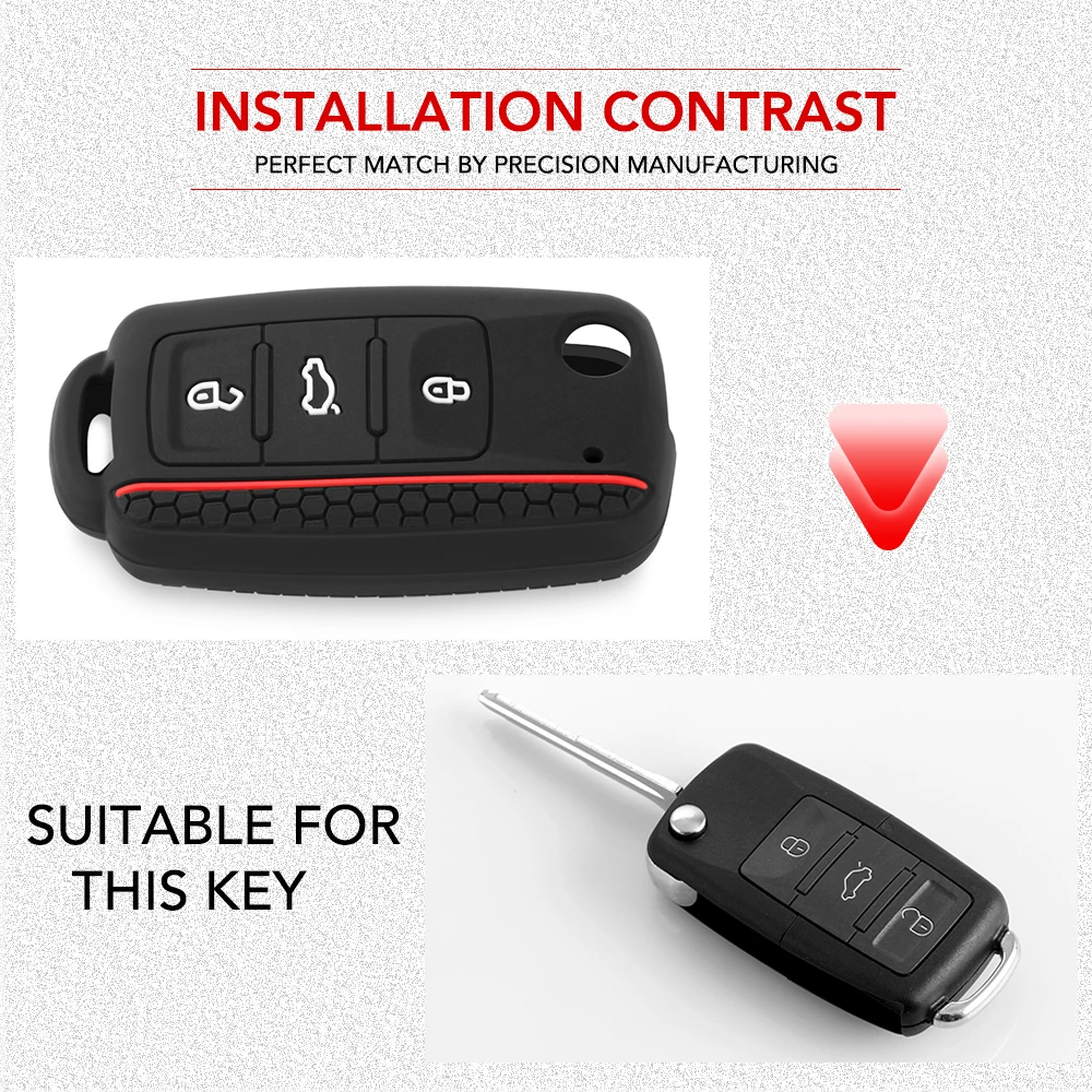 Силиконовый чехол для ключей от машины VW POLO Bora Beetle Passat Tiguan Golf Jetta Eos SKODA Fabia Octavia