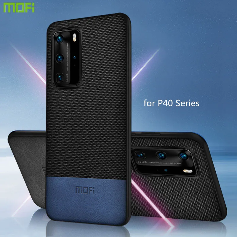 

For Huawei P30 Pro Case Cover Fabric Soft Silicone Back Coques MOFi Original P40 P20 Lite Slim Cases 360 Luxury Black Capas