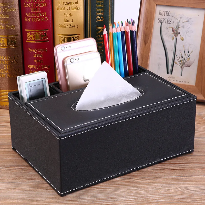 

Leather Tissue Box Rectangle PU Paper Towel Holder Desktop Napkin Storage Container Kitchen Tissue Tray For Home Car Office