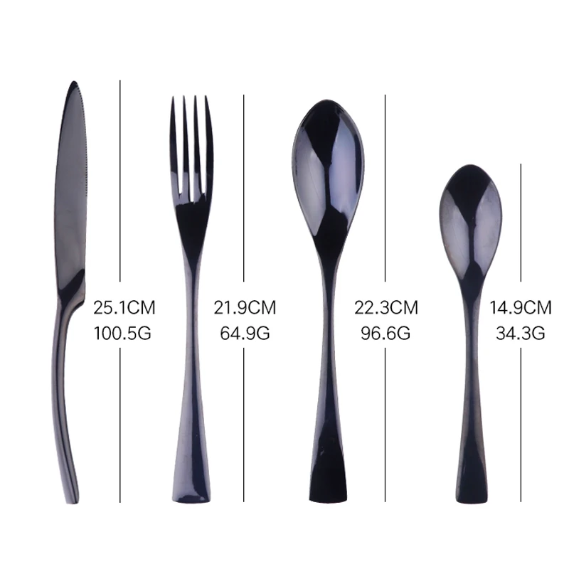 Набор столовых приборов из нержавеющей стали домашний черный зеркальный нож для
