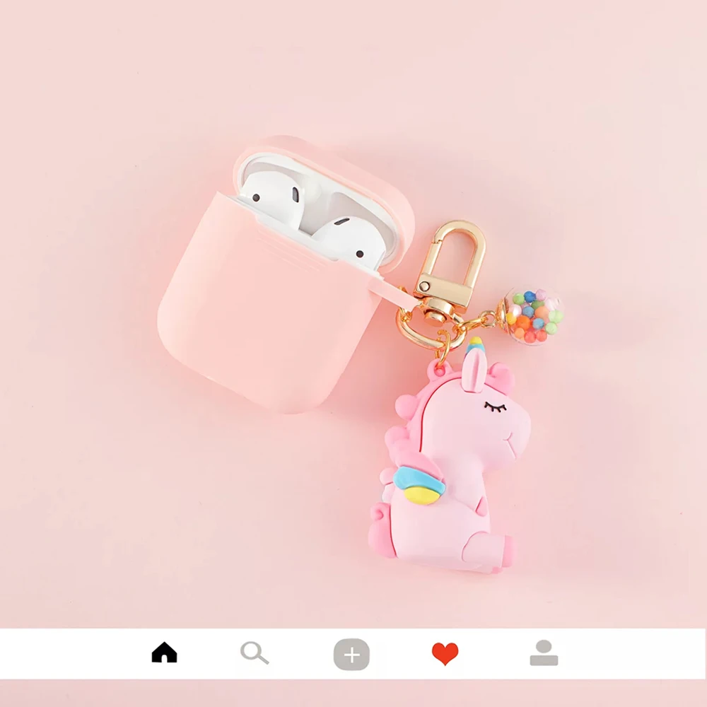 Силиконовый чехол для беспроводных Bluetooth наушников Apple Airpods с мультяшным